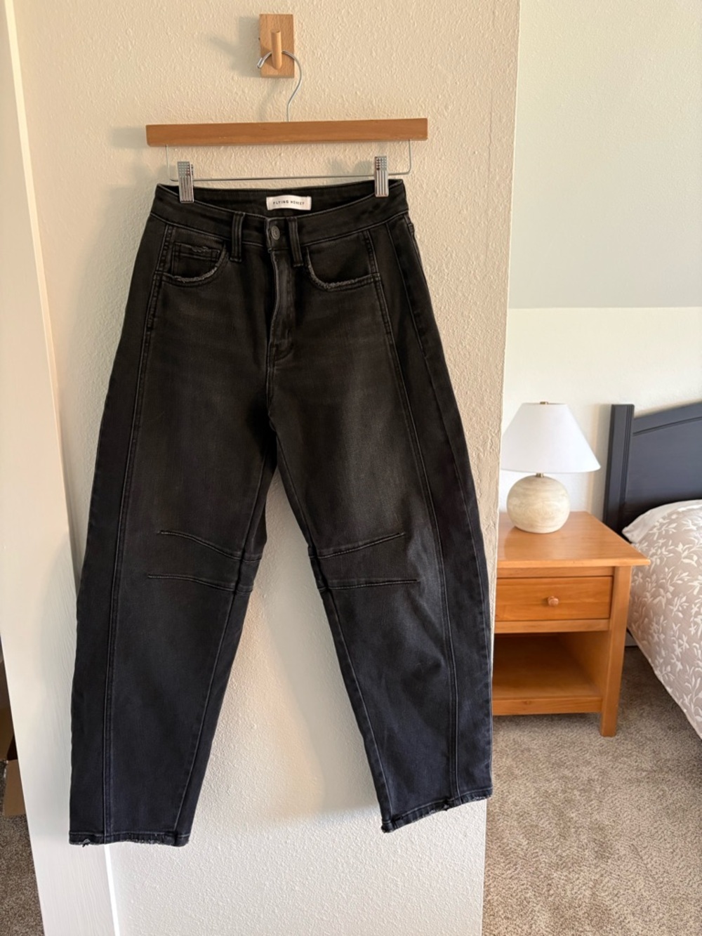 Flying Monkey Women's Washed Black Barrel Jeans - Picture 3 of 3